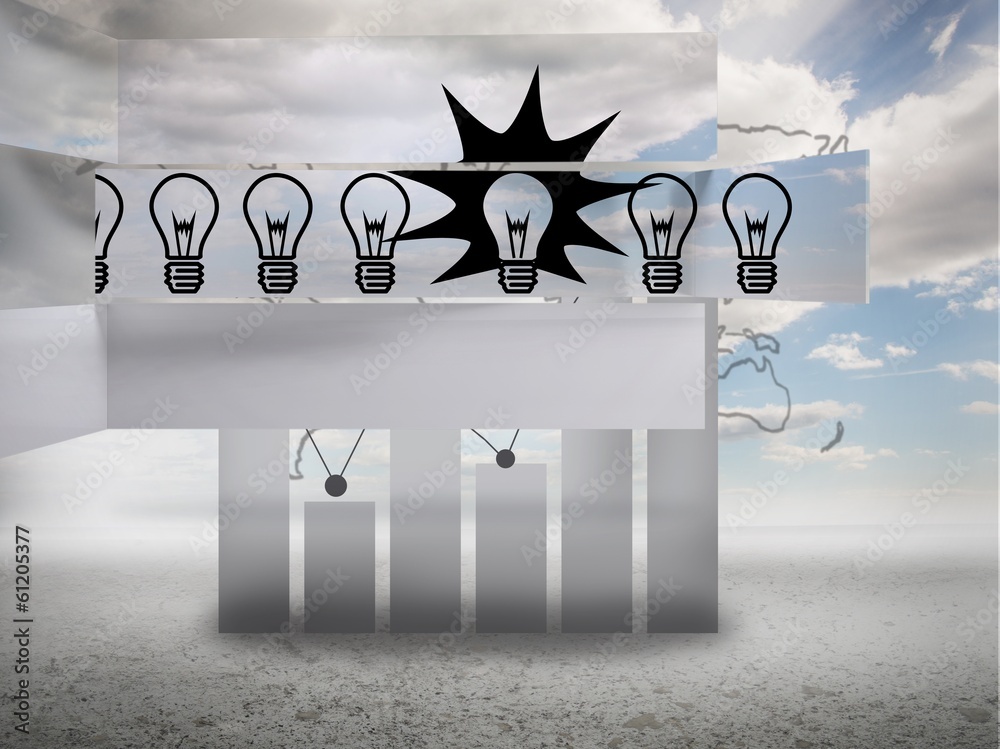 Poster composite image of light bulbs on abstract screen