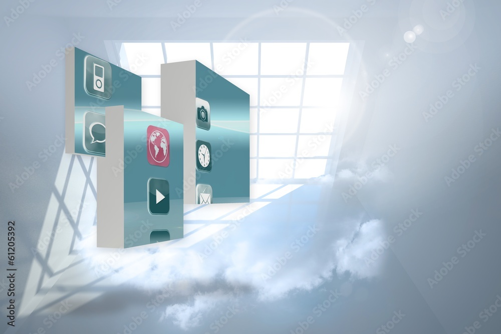 Poster Composite image of apps on abstract screen