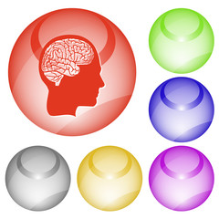 Human brain. Vector interface element.