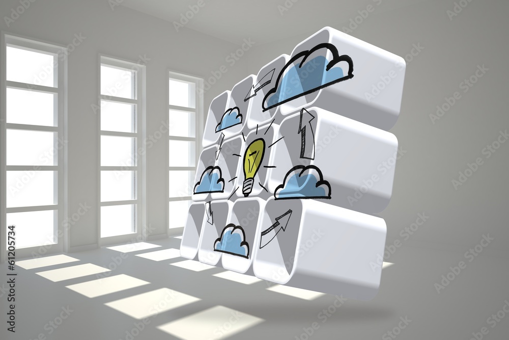 Aufkleber Composite image of cloud computing idea cycle on abstract screen