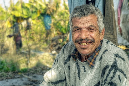 Lebanese Farmer Smiling In The Fields