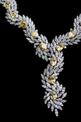 diamonds necklace shot against a black background