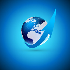 Naklejka premium Globe with arrow