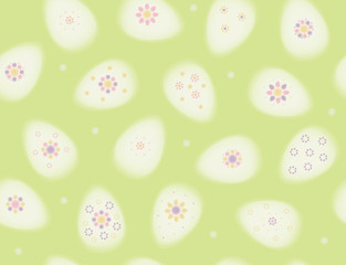 Vector seamless pattern of Easter eggs, blurred, soft effect.