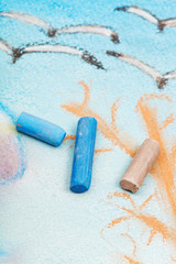 dry pastel on painting of autumn scenery