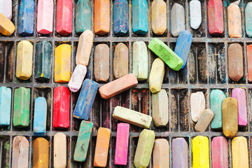 pack of many used artistic dry pastels