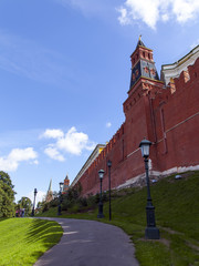 Moscow, Russia . Kremlin tower and wall fragment
