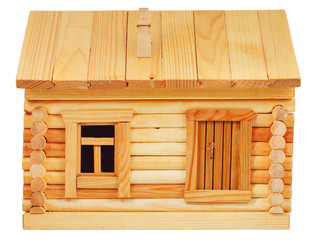 facade of wooden log house