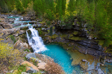 Fototapeta premium Gradas de Soaso in Arazas river Ordesa valley Pyrenees Huesca Sp