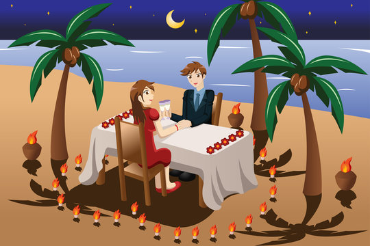 Couple having romantic candle light dinner