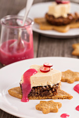 Pumpkin parfait with spices on gingerbread