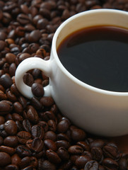 coffee beans with white cup.