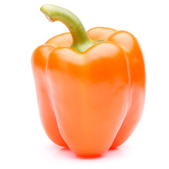 Orange sweet bell pepper isolated on white background cutout
