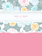 Vector silver and colors florals vertical torn frame seamless