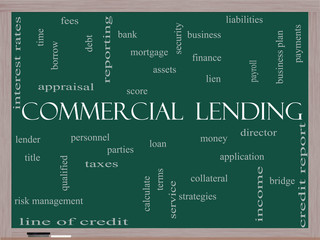 Commercial Lending Word Cloud Concept on a Blackboard