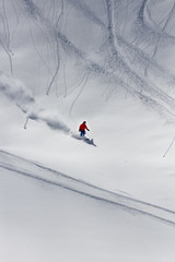 Freeride, tracks on a slope