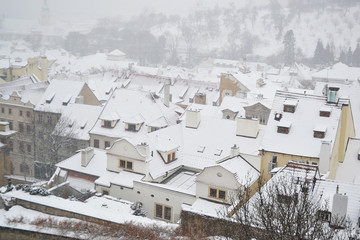 Fototapeta na wymiar Cityscape of Prague at winter