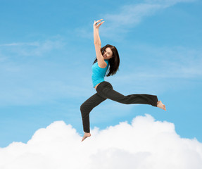 Fototapeta premium sporty woman jumping in sportswear