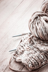 Natural wool knitting background