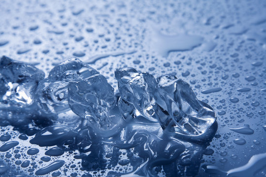 melting ice on white background.