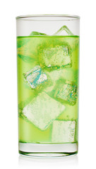 Green carbonated cocktail with ice