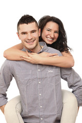 Portrait of young happy smiling couple