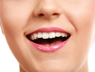 Fototapeta premium beautiful make up of bright lips.