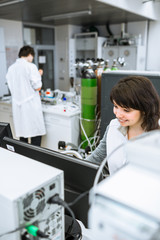 Portrait of a female researcher doing research in a lab