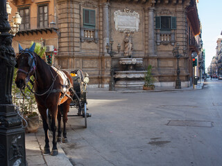 Naklejka na ściany i meble Buggy na placu Quattro Canti, Palermo
