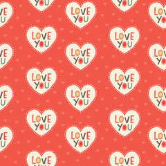 Seamless hipster hearts pattern in red and cream - 61221513