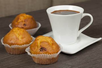 cups of coffee and muffins