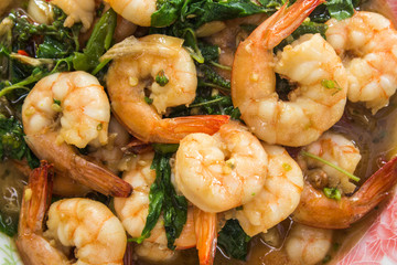 Thai food, shrimp ,with chili pepper