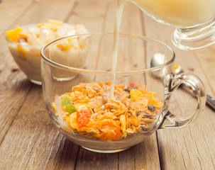 Oatmeal with milk for breakfast