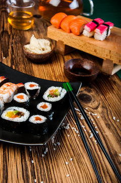 Colorful tasty sushi