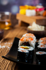 Japanese sushi set, oriental theme