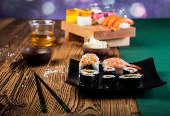 Japanese sushi set, oriental theme