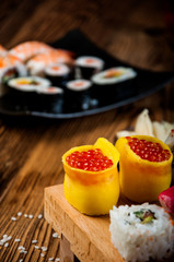 Colorful oriental sushi