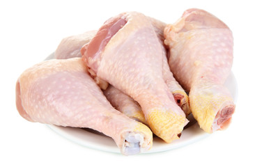 Raw chicken legs isolated on white