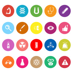 Science flat icons on white background