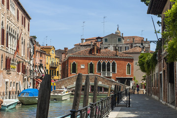 Venice, Italy, June 24, 2012 . Typical urban view summer afterno