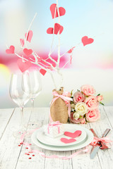 Romantic holiday table setting, close up