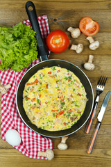 Omelet with mushrooms closeup