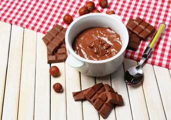 Sweet chocolate hazelnut spread with whole nuts and mint