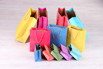 Colorful shopping bags,  on light background