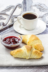 French breakfast: croissant and coffee