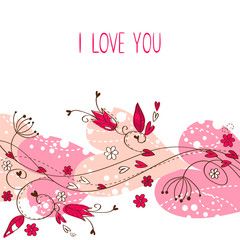 Elegant Valentine love floral postcard © Yuzach
