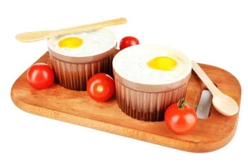 Foto op Canvas Baked eggs isolated on white © Africa Studio