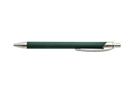 Green ballpoint pen isolated on white