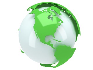 Earth planet globe. 3D render. America view.
