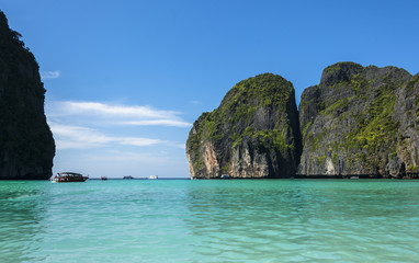 Maya Bay on Phi Phi Islands. Andaman Sea in Thailand